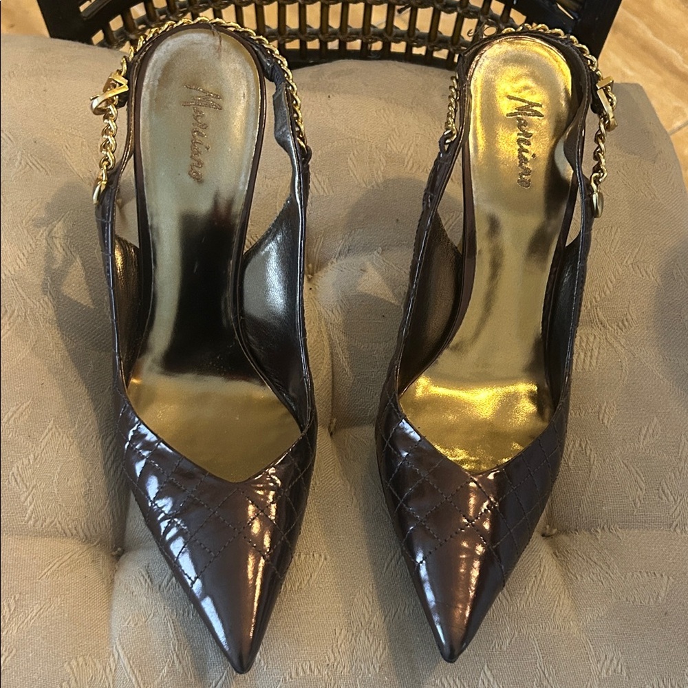 Marciano Black Quilted Slingback Heels